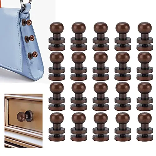 20Pcs Round Head Rivets, Luggage Hardware Accessories Portable Good Toughness Round Head Stud Screws Nails for DIY Leather Crafts/Shoes/Bag//Clothe(8X7mm)