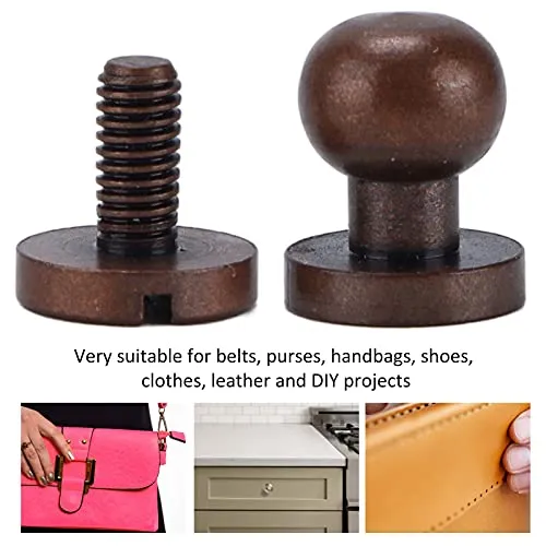 20Pcs Round Head Rivets, Luggage Hardware Accessories Portable Good Toughness Round Head Stud Screws Nails for DIY Leather Crafts/Shoes/Bag//Clothe(8X7mm)