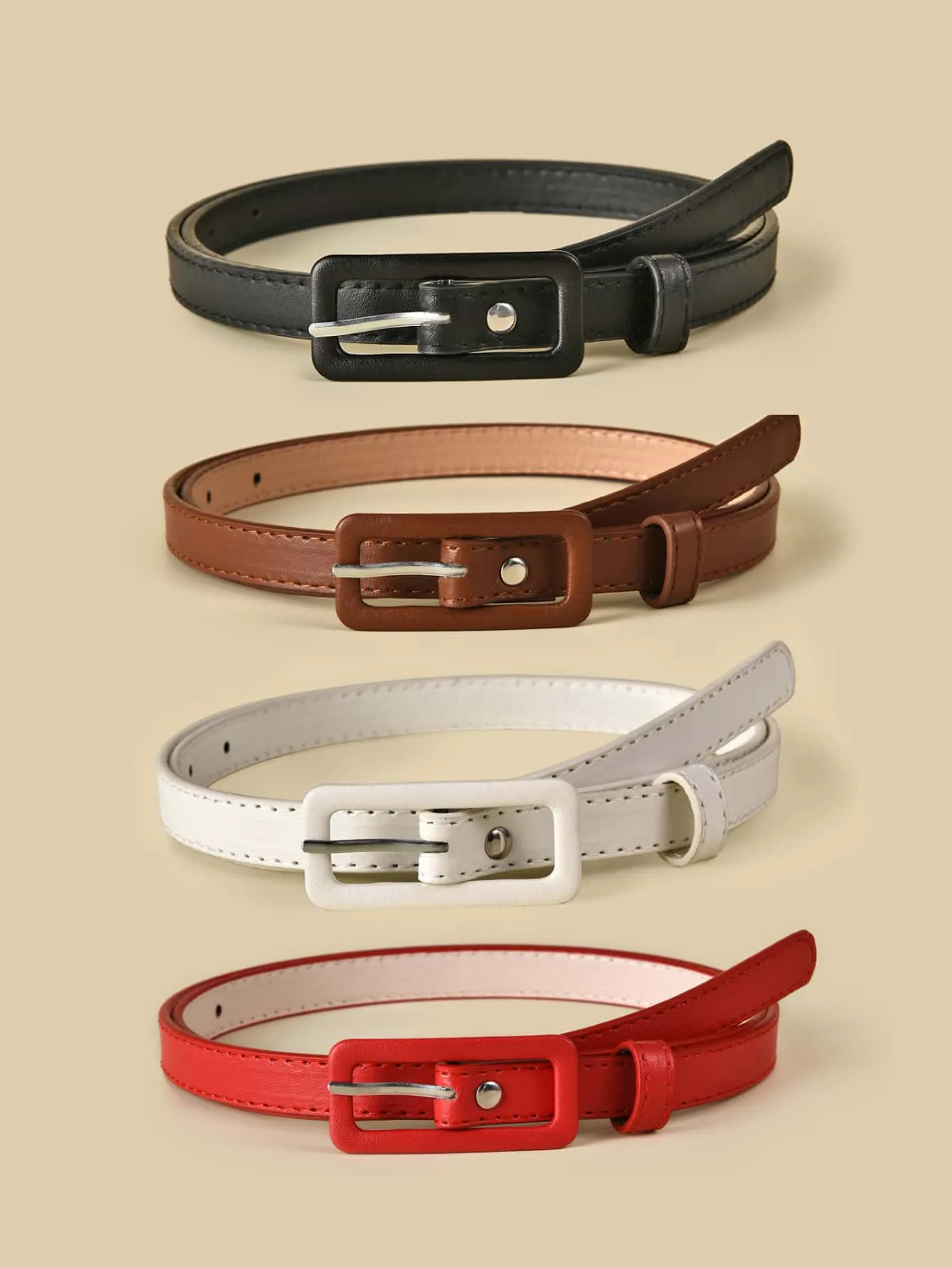 4pcs Minimalist Skinny Belt