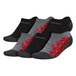 adidas Kids-Boy's/Girl's Superlite No Show Socks (6-Pair), Onix Grey/Black/Scarlet Red , Large