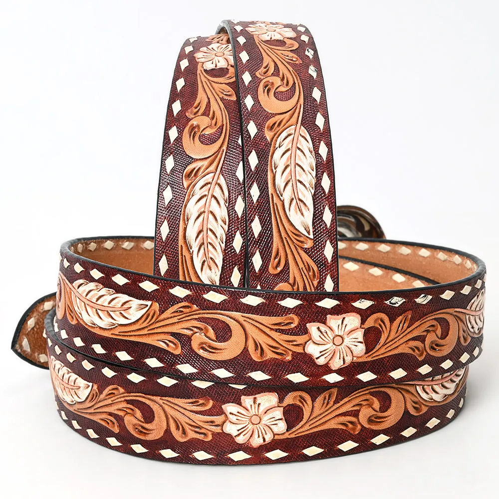 American Darling ADBLF136-L Beautifully Hand Tooled Genuine American Leather Belt Men and  Women