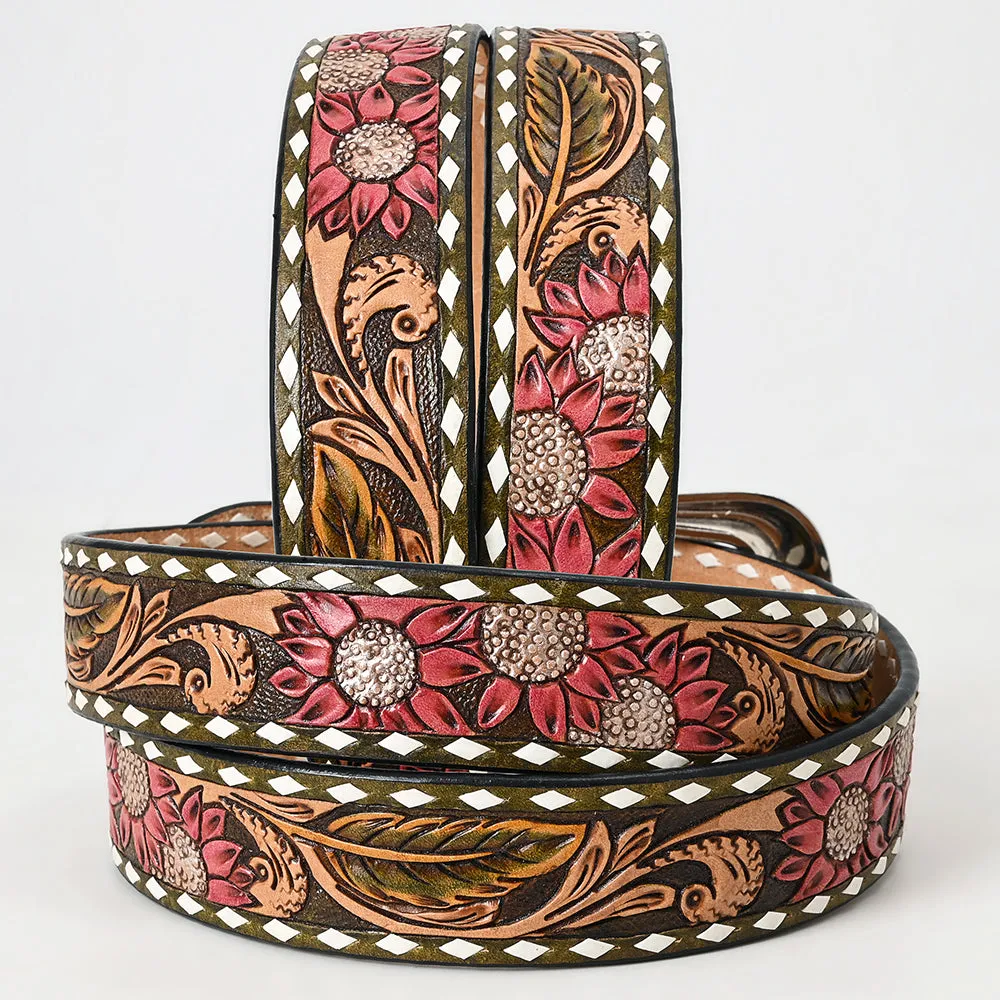 American Darling ADBLF139-L Beautifully Hand Tooled Genuine American Leather Belt Men and  Women