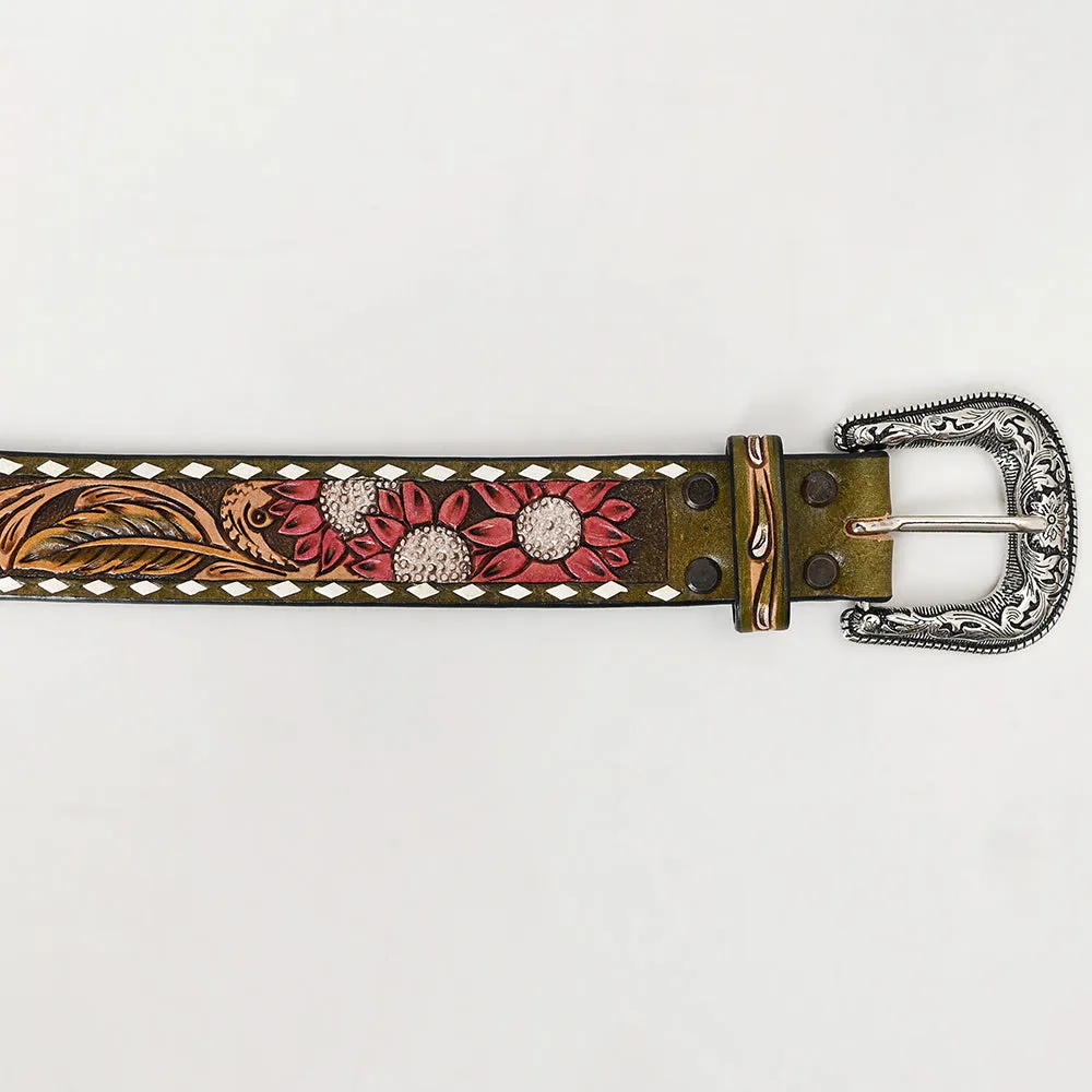 American Darling ADBLF139-L Beautifully Hand Tooled Genuine American Leather Belt Men and  Women