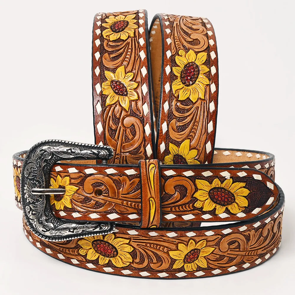 American Darling ADBLF237-L Beautifully Hand Tooled Genuine American Leather Belt Men and  Women