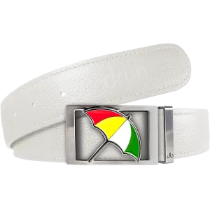 Arnold Palmer Ballmarker Buckle and Full Grain Leather Belt in White