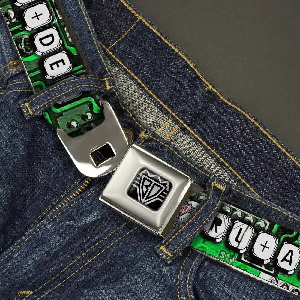 BD Wings Logo CLOSE-UP Full Color Black Silver Seatbelt Belt - CTRL ALT DEL Chip Webbing