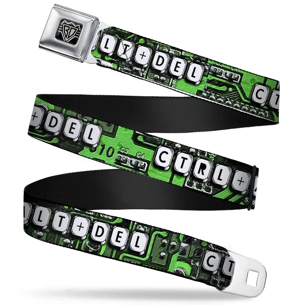 BD Wings Logo CLOSE-UP Full Color Black Silver Seatbelt Belt - CTRL ALT DEL Chip Webbing