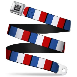 BD Wings Logo CLOSE-UP Full Color Black Silver Seatbelt Belt - France Flags Webbing