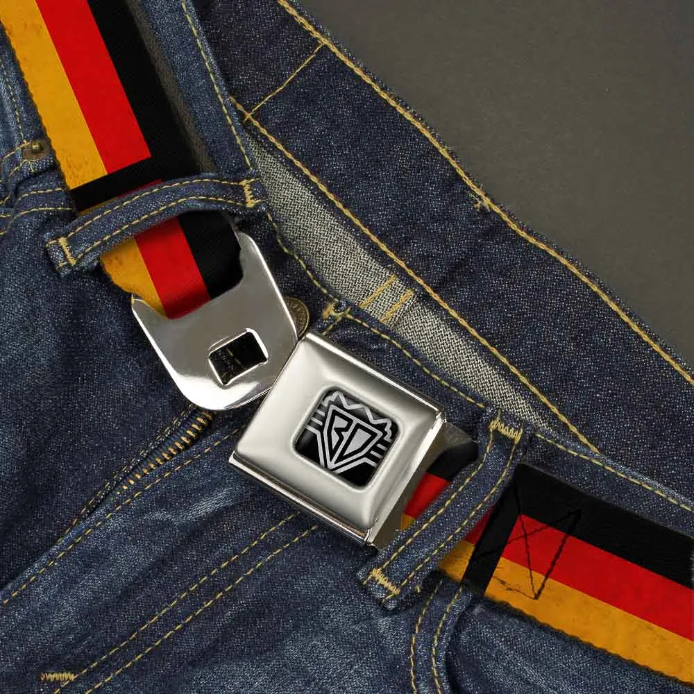 BD Wings Logo CLOSE-UP Full Color Black Silver Seatbelt Belt - German Flag Distressed Webbing