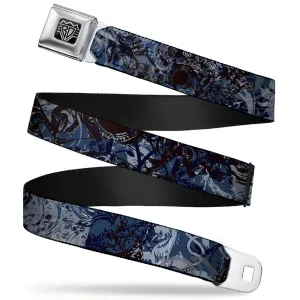 BD Wings Logo CLOSE-UP Full Color Black Silver Seatbelt Belt - Gothic 5 Webbing