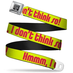 BD Wings Logo CLOSE-UP Full Color Black Silver Seatbelt Belt - HMMM, I DON'T THINK SO! Yellow/Pink Webbing