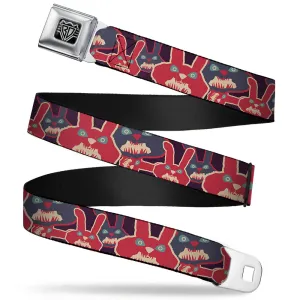 BD Wings Logo CLOSE-UP Full Color Black Silver Seatbelt Belt - Kaleidoscope Balls White/Black Webbing