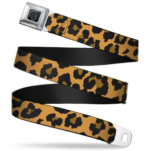 BD Wings Logo CLOSE-UP Full Color Black Silver Seatbelt Belt - Leopard Brown2 Webbing
