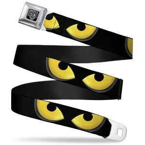 BD Wings Logo CLOSE-UP Full Color Black Silver Seatbelt Belt - Owl Eyes 1 Webbing