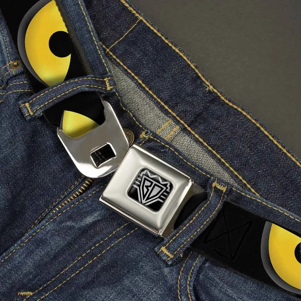 BD Wings Logo CLOSE-UP Full Color Black Silver Seatbelt Belt - Owl Eyes 1 Webbing