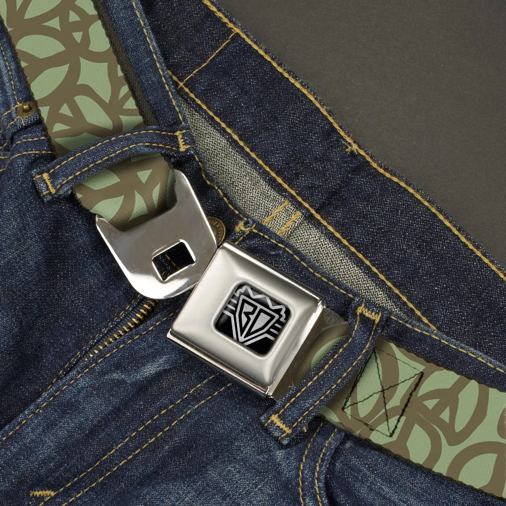 BD Wings Logo CLOSE-UP Full Color Black Silver Seatbelt Belt - Peace Sage/Olive Webbing