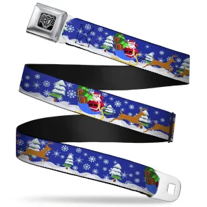 BD Wings Logo CLOSE-UP Full Color Black Silver Seatbelt Belt - Santa & Reindeers Webbing