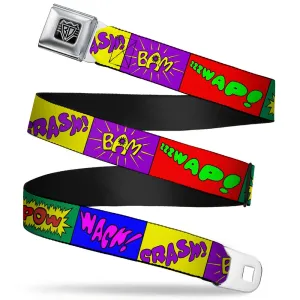 BD Wings Logo CLOSE-UP Full Color Black Silver Seatbelt Belt - Sound Effect Blocks Multi Color Webbing