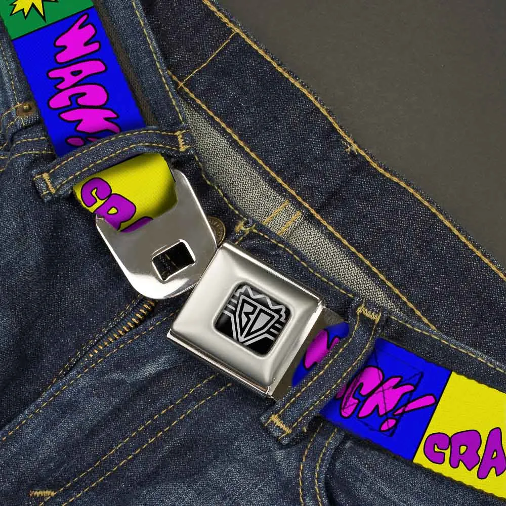 BD Wings Logo CLOSE-UP Full Color Black Silver Seatbelt Belt - Sound Effect Blocks Multi Color Webbing