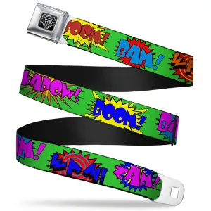 BD Wings Logo CLOSE-UP Full Color Black Silver Seatbelt Belt - Sound Effects Green/Multi Color Webbing