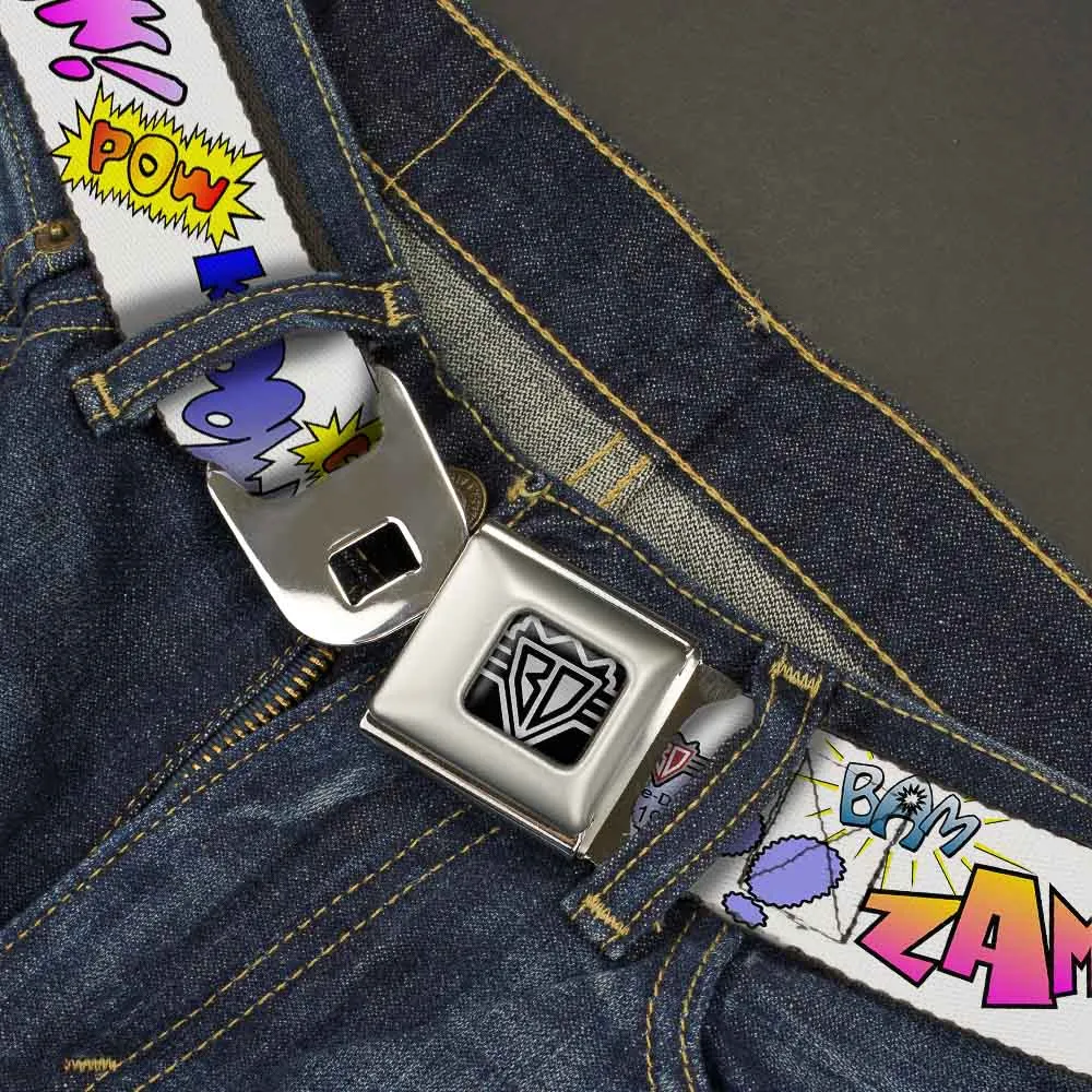BD Wings Logo CLOSE-UP Full Color Black Silver Seatbelt Belt - Sound Effects White/Pastel Webbing