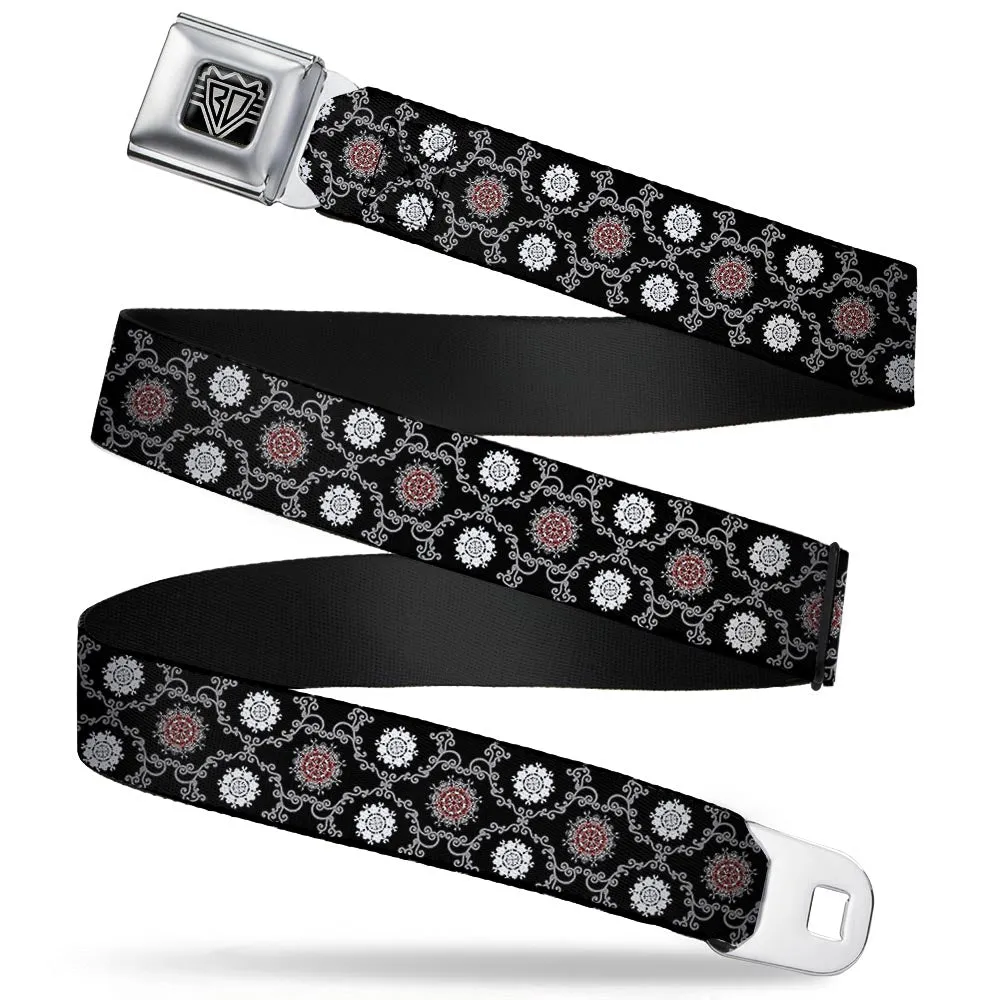 BD Wings Logo CLOSE-UP Full Color Black Silver Seatbelt Belt - Tapestry 1 Black Webbing