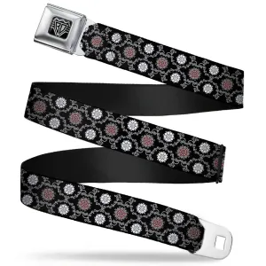 BD Wings Logo CLOSE-UP Full Color Black Silver Seatbelt Belt - Tapestry 1 Black Webbing