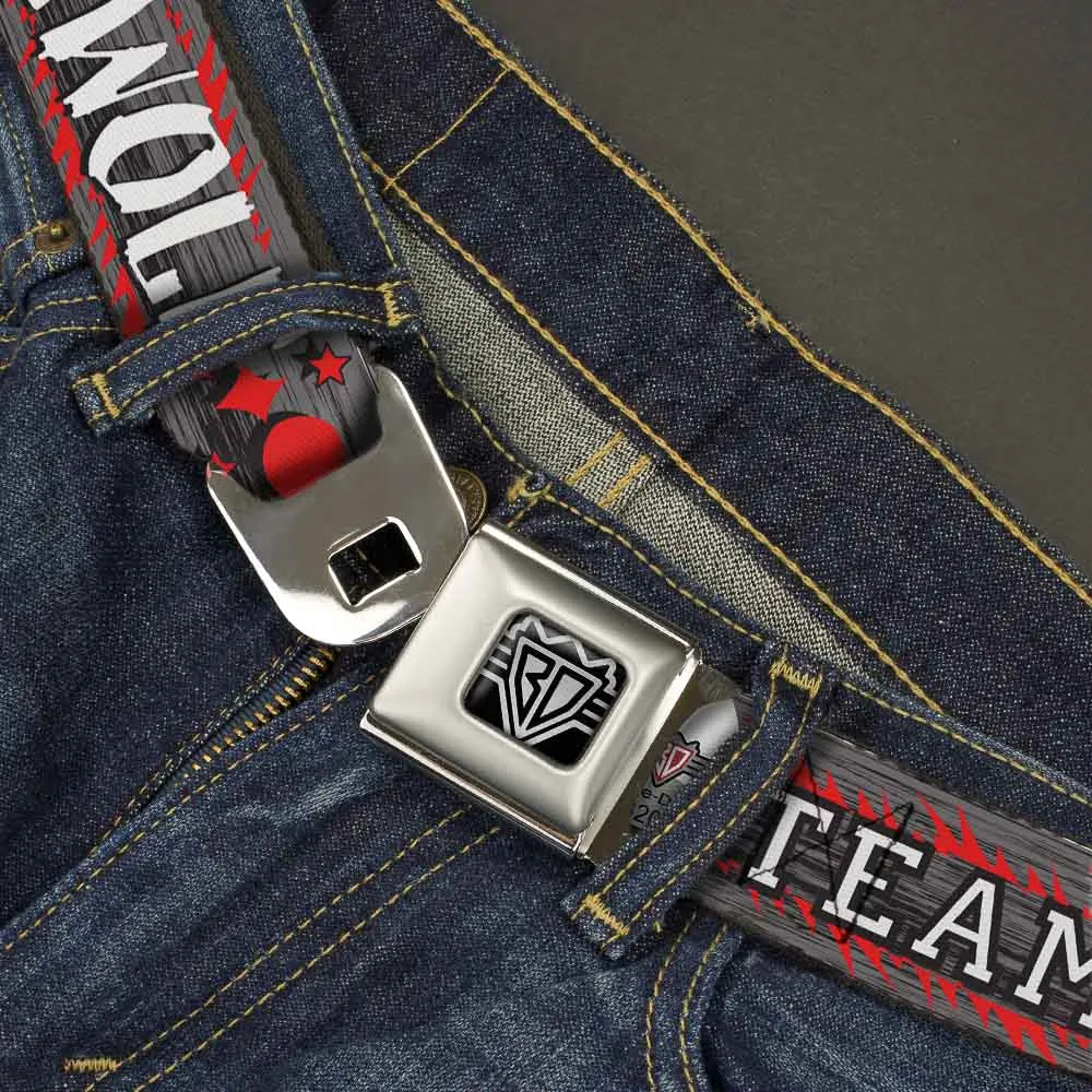 BD Wings Logo CLOSE-UP Full Color Black Silver Seatbelt Belt - Team Werewolf Webbing