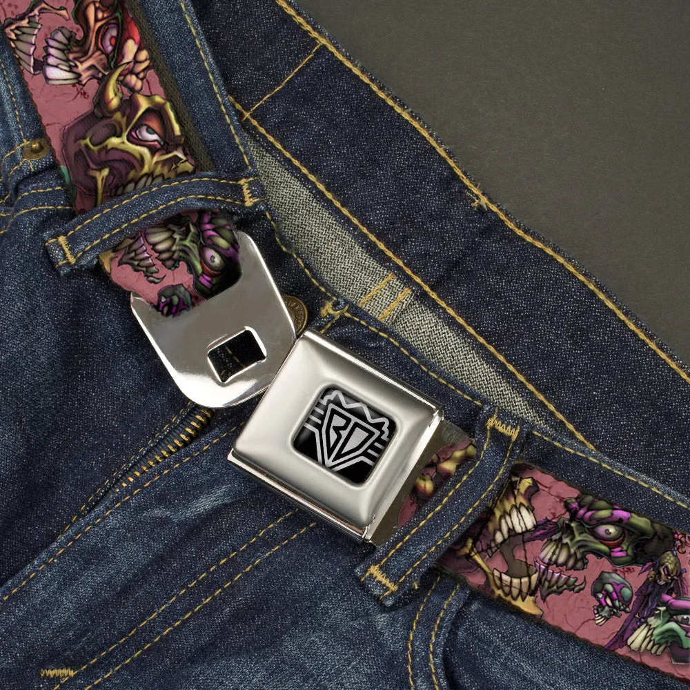 BD Wings Logo CLOSE-UP Full Color Black Silver Seatbelt Belt - TJ-Bones Webbing