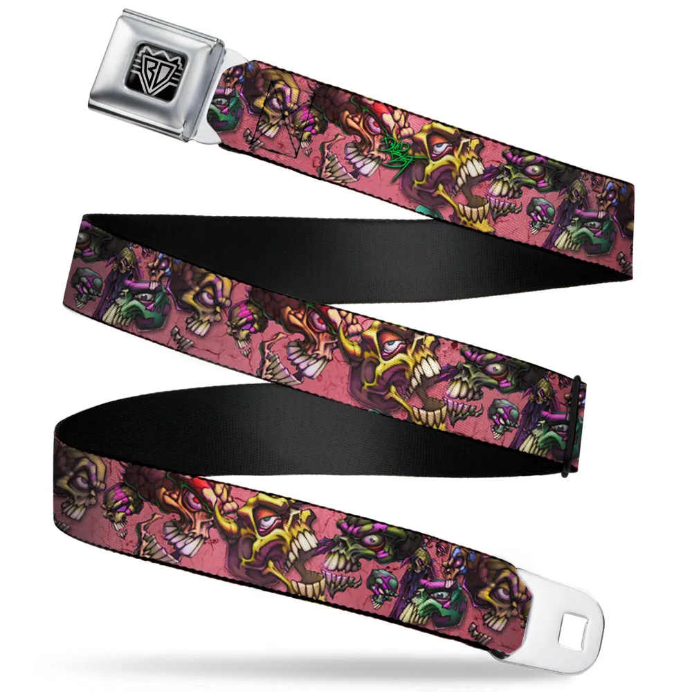BD Wings Logo CLOSE-UP Full Color Black Silver Seatbelt Belt - TJ-Bones Webbing