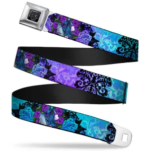 BD Wings Logo CLOSE-UP Full Color Black Silver Seatbelt Belt - TJ-Fairy Blue Hair Webbing