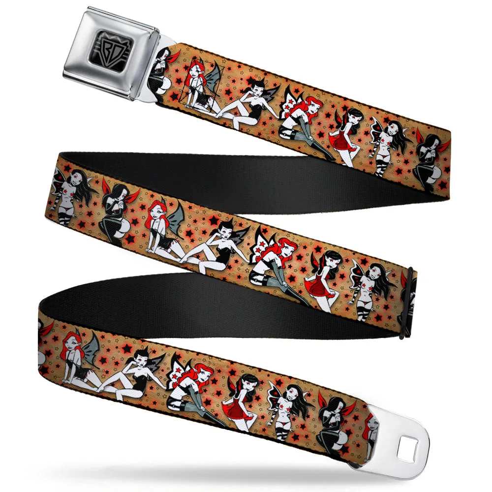 BD Wings Logo CLOSE-UP Full Color Black Silver Seatbelt Belt - TJ-Twisted Fairies Webbing