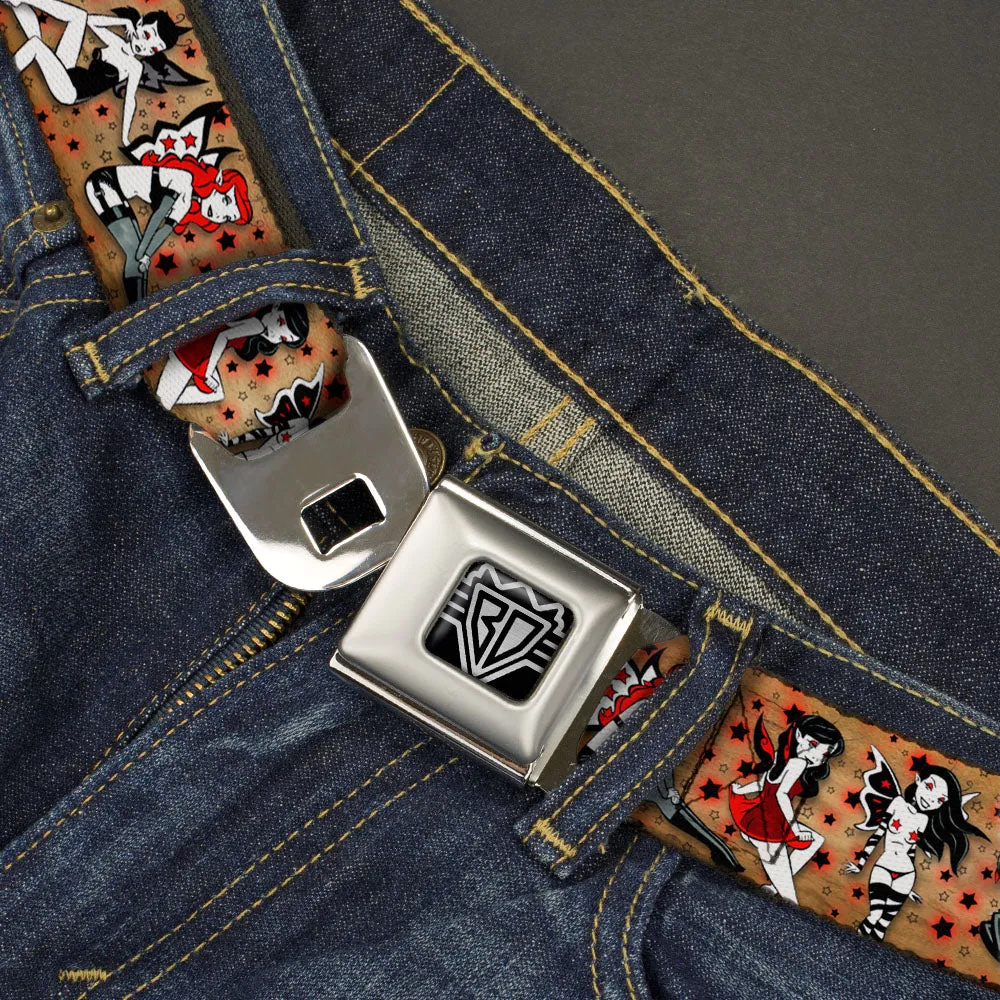 BD Wings Logo CLOSE-UP Full Color Black Silver Seatbelt Belt - TJ-Twisted Fairies Webbing