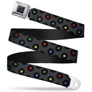 BD Wings Logo CLOSE-UP Full Color Black Silver Seatbelt Belt - Vinyl Records Gray/Black/Mutli Color Webbing