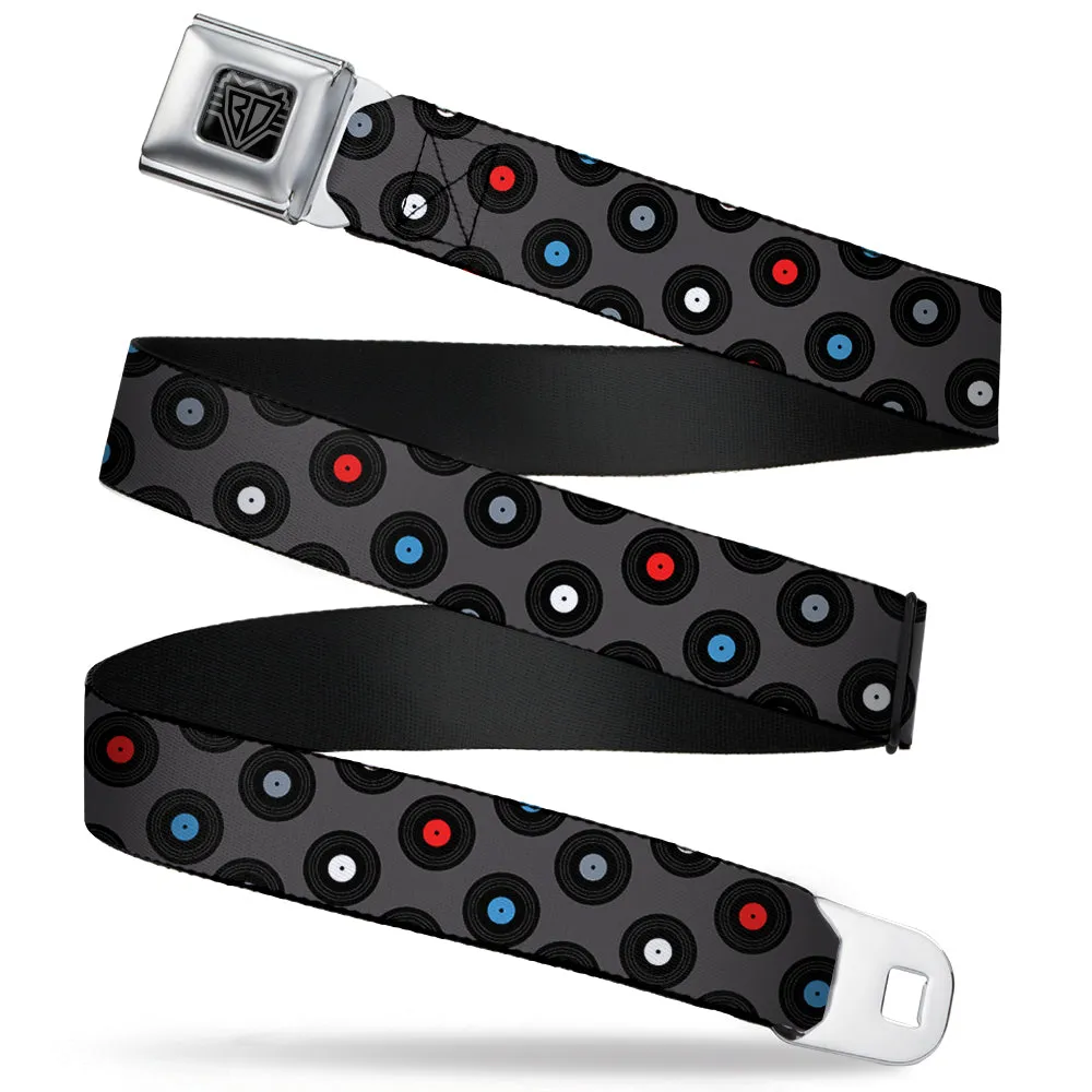 BD Wings Logo CLOSE-UP Full Color Black Silver Seatbelt Belt - Vinyl Records Gray/Black/Red/Blue/White Webbing