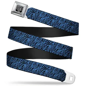 BD Wings Logo CLOSE-UP Full Color Black Silver Seatbelt Belt - Zebra 2 Turquoise Webbing