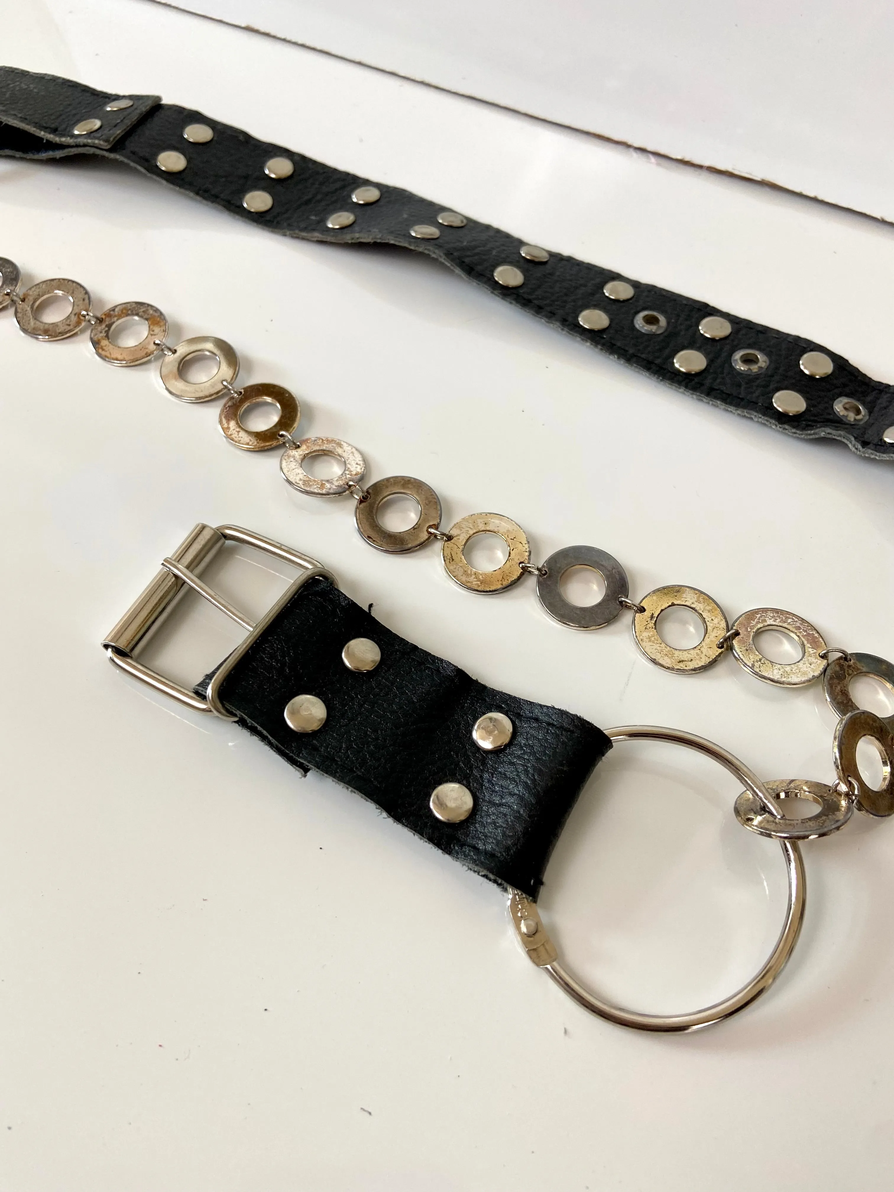 Black and Silver Chain Belt