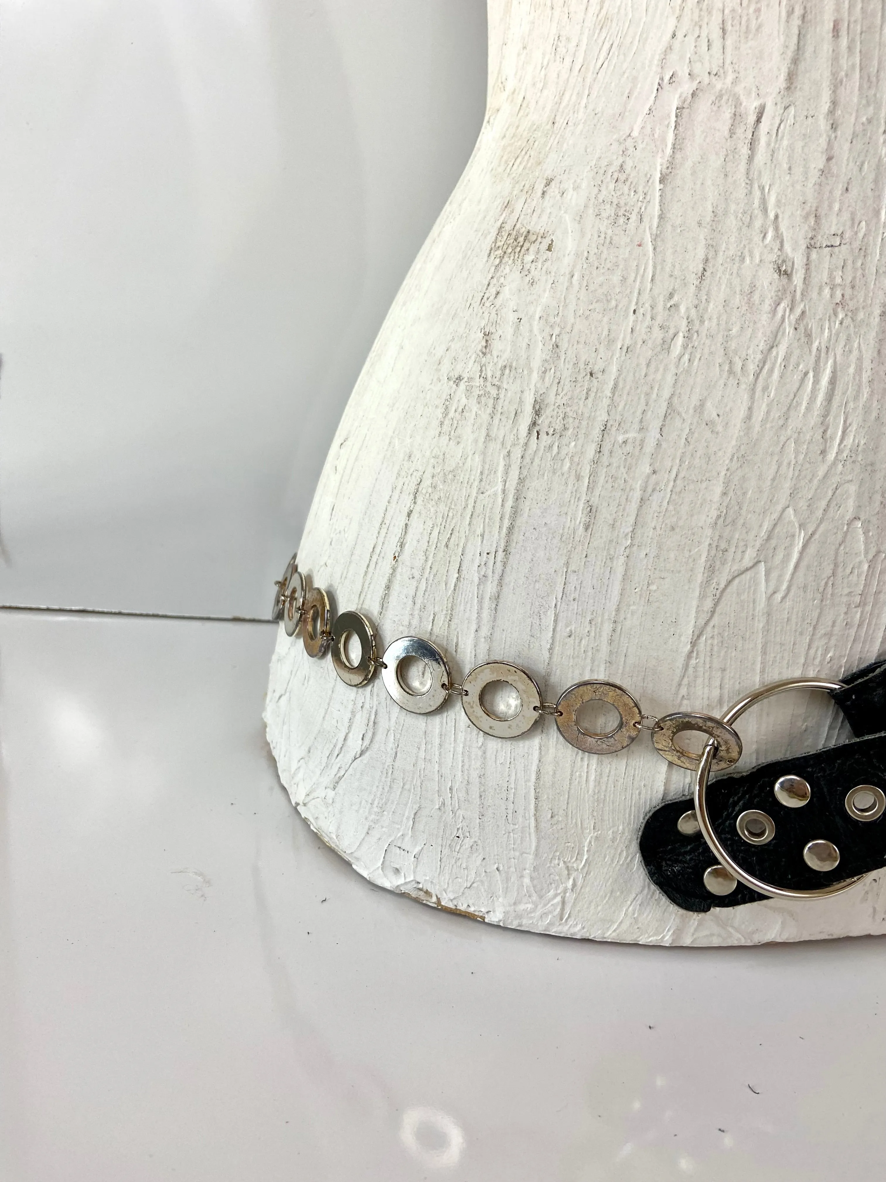 Black and Silver Chain Belt
