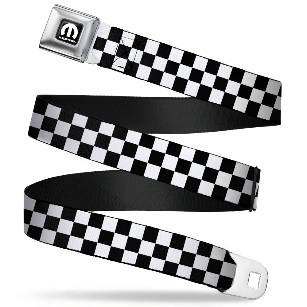 Black and White Checkered with MOPAR Logo Seatbelt Belt