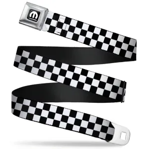 Black and White Checkered with MOPAR Logo Seatbelt Belt