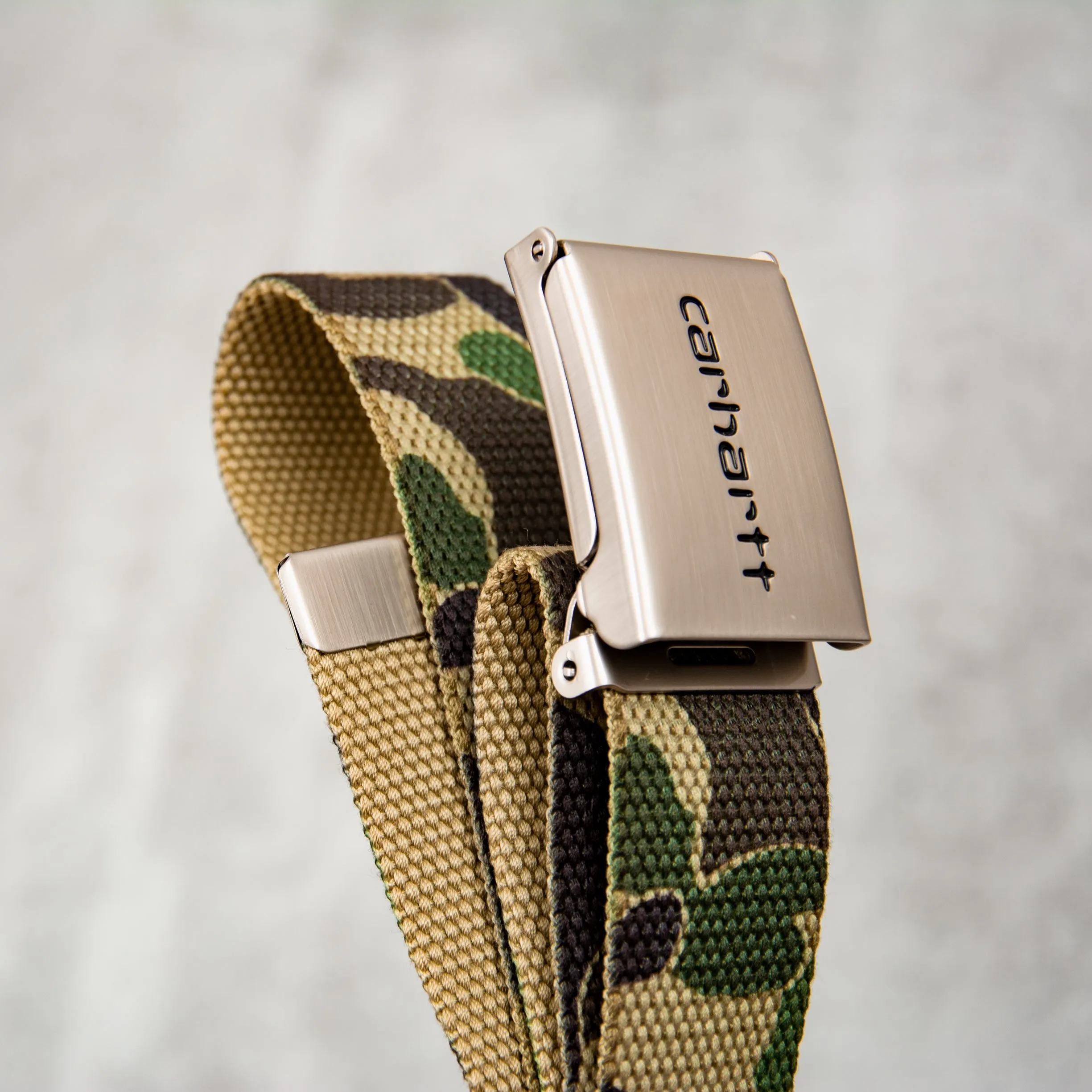 Carhartt WIP Clip Belt Chrome - Camo Duck Green