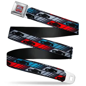 Cars 3 LIGHTNING MCQUEEN Pose3   95 Full Color Red Blue White Yellow Seatbelt Belt - Cars 3 Car Profile Stripe Blocks Black/Grays/Blue/Red Webbing
