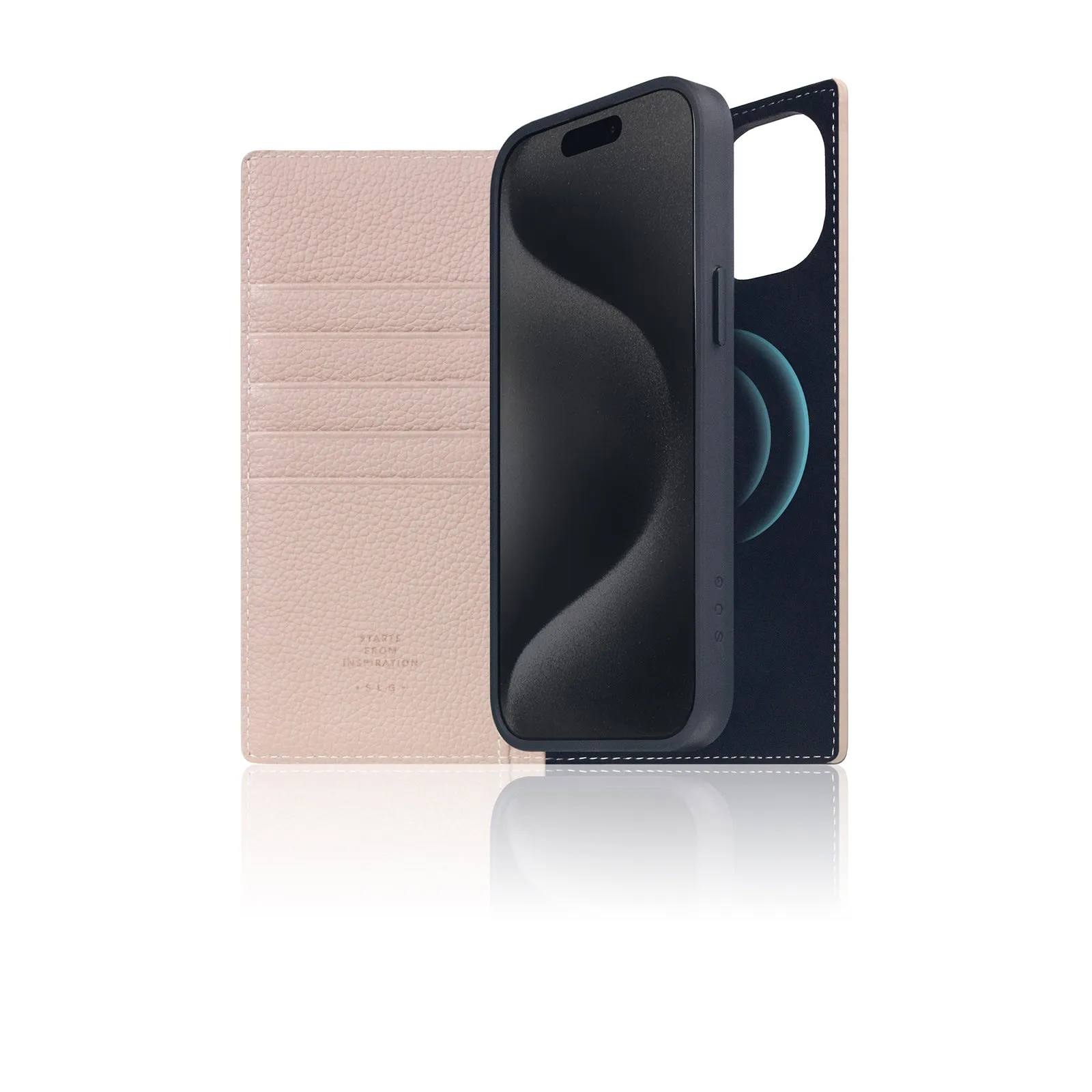 D8 [MagSafe Detachable] Full Grain Leather Diary Case for iPhone 15 Plus (Light Cream)