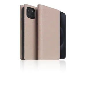 D8 [MagSafe Detachable] Full Grain Leather Diary Case for iPhone 15 Plus (Light Cream)