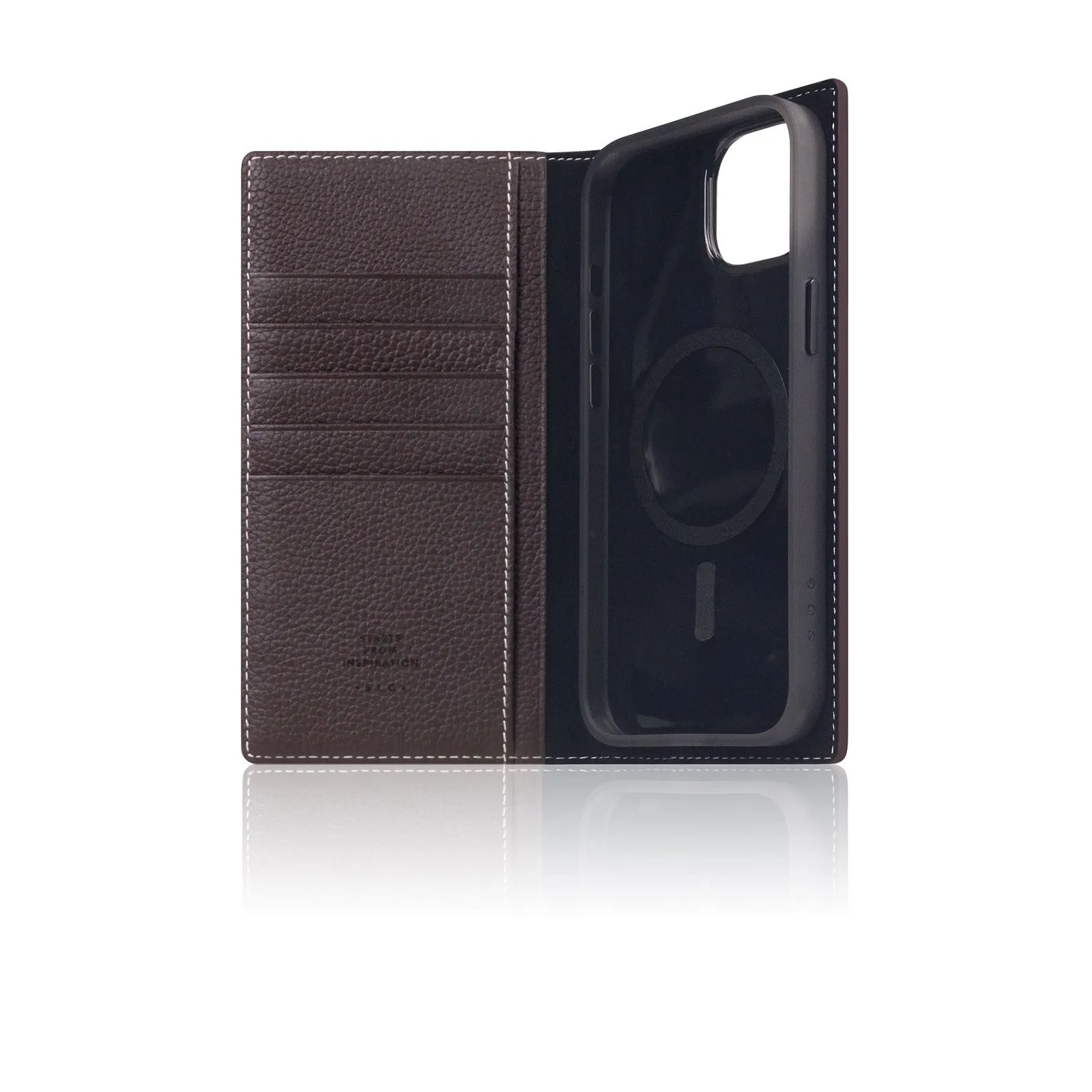 D8 [MagSafe Detachable] Full Grain Leather Diary Case for iPhone 16 Plus (Brown Cream)