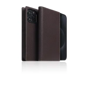 D8 [MagSafe Detachable] Full Grain Leather Diary Case for iPhone 16 Pro (Brown Cream)
