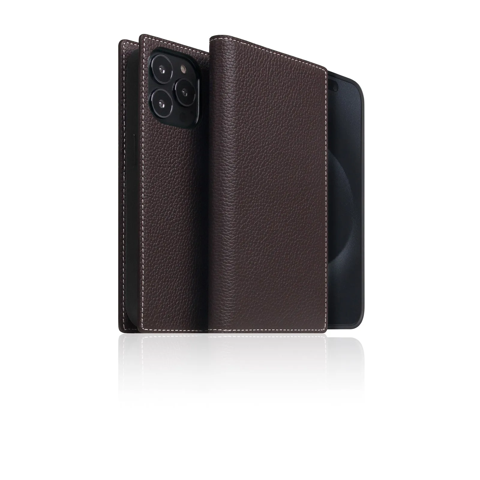 D8 [MagSafe Detachable] Full Grain Leather Diary Case for iPhone 16 Pro (Brown Cream)