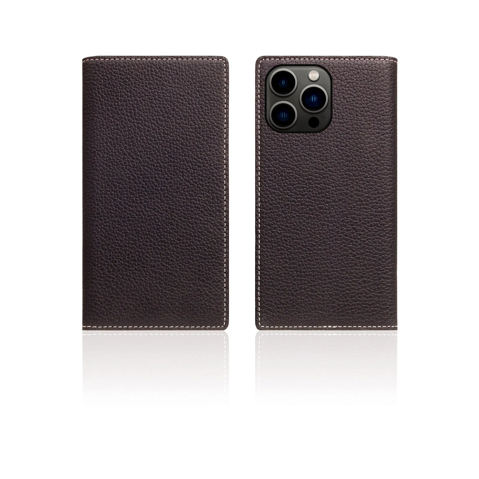 D8 [MagSafe Detachable] Full Grain Leather Diary Case for iPhone 16 Pro (Brown Cream)