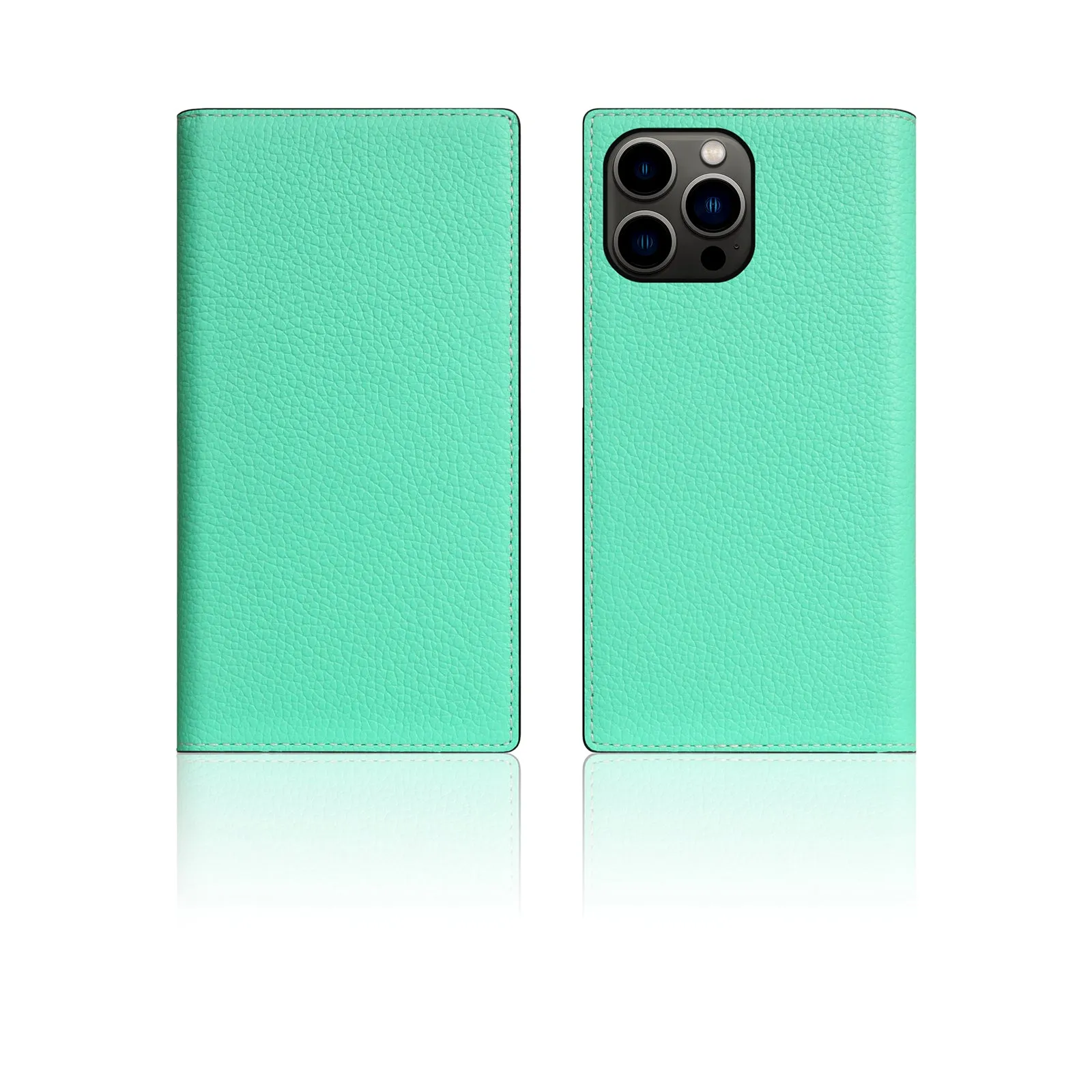 D8 [MagSafe Detachable] Neon Full Gran Leather Diary Case for iPhone 15 Pro Max (Teal)
