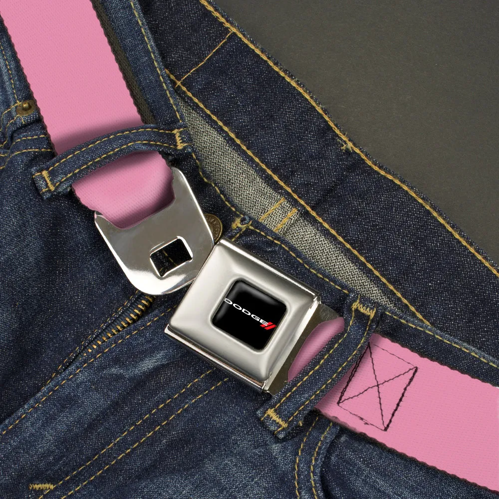 Dodge Red Rhombus Seatbelt Belt - Baby Pink Webbing